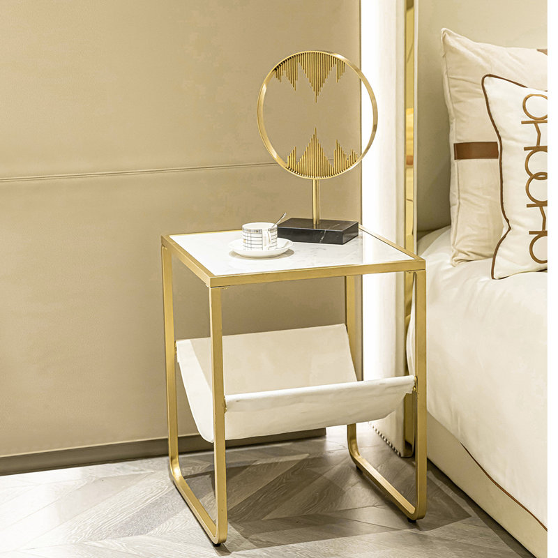 Mercury Row® Albertville Metal Nightstand in White/Gold & Reviews Wayfair